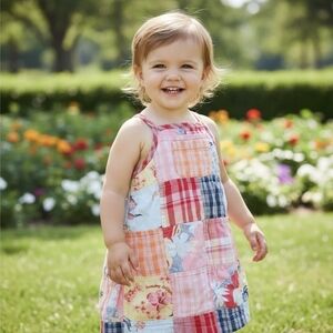 Tommy Hilfiger Patchwork Sundress 2T | Adjustable Straps & Button Accents